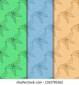 Christmas holly floral seamless pattern