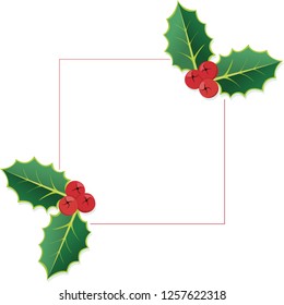 Christmas Holly frame with blank space for your contents.