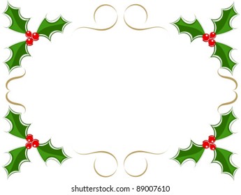Christmas holly frame - vector background
