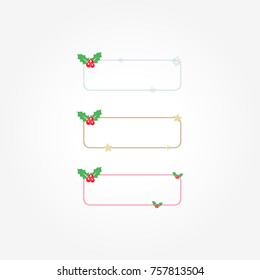 Christmas Holly Frames Flat Design Vector Set