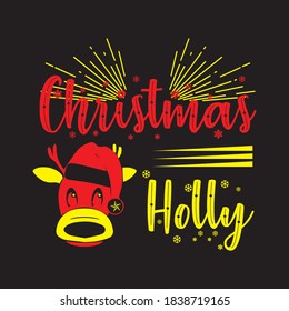 Christmas holly funny t-shirt American  t-shirt vector 