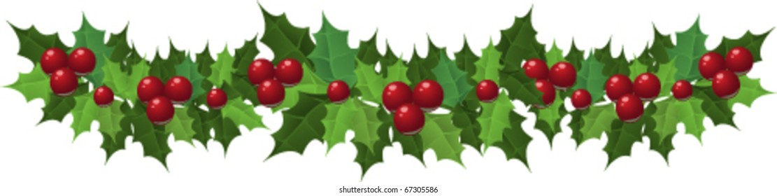 Christmas Holly Garland. Vector Illustration