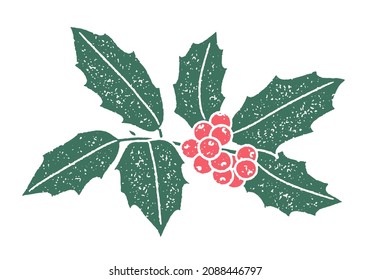 Christmas holly with grainy texture