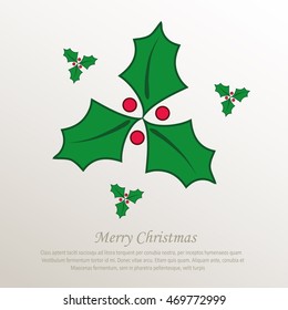 christmas holly green, natural paper 3D vector