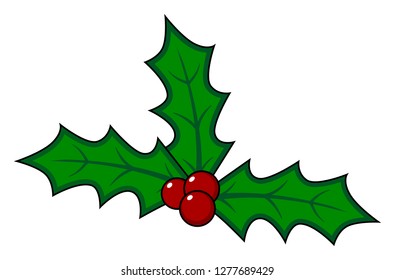 Christmas holly icon. Element for design. Vector illustration.