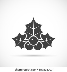 Christmas holly icon flat