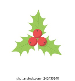 Christmas holly icon (flat design)