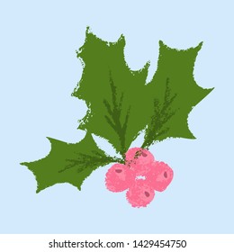 Christmas holly icon symbol. Vector illustration.