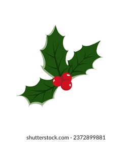 Christmas holly leaf cherry png illustration vector