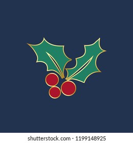 Christmas holly leaves design vector