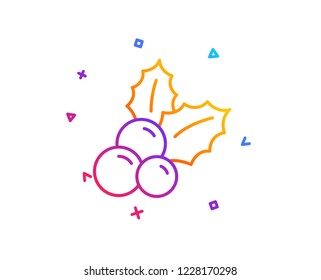 Christmas holly line icon. Ilex aquifolium sign. Gradient line button. Christmas holly icon design. Colorful geometric shapes. Vector