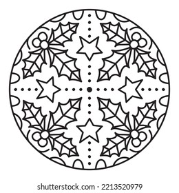 Christmas holly mandala vector illustration