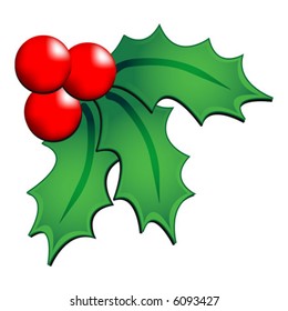 Christmas holly ornament over white background