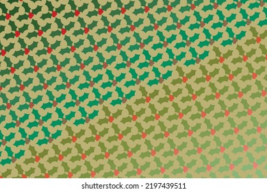 christmas holly ornament symbol in shiny green and gold gradient overlay vintage backdrop