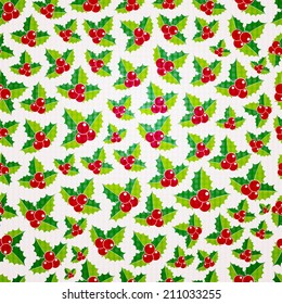 sea??mless Christmas holly pattern