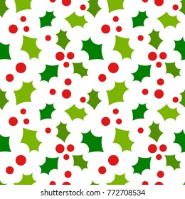 Christmas holly pattern. Vector illustration