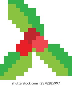 Imagen vectorial de arte navideño Holly Pixel o clipart.