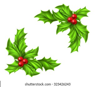 Christmas Holly and red berries design elements
