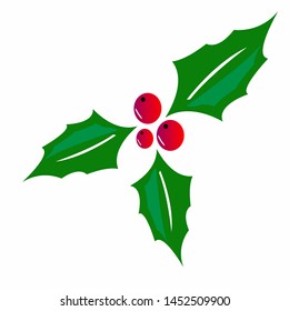 Christmas Holly Red Berries Traditional Festive Stock Vector (Royalty ...