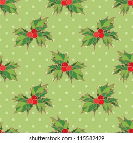 Christmas holly seamless pattern