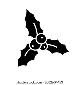 Weihnachten heilig im einfachen Stil, Vektorgrafik. Für Design und Druck handgezeichnet. Einzigartiges schwarzes Symbol für die Weihnachtsdekoration. Silhouettenpflanze und Beeren auf weißem Hintergrund