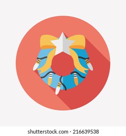 Christmas Holly Wreath flat icon with long shadow,eps10