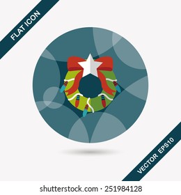 Christmas Holly Wreath flat icon with long shadow,eps10