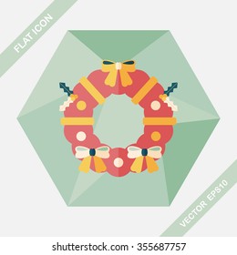 Christmas Holly Wreath flat icon with long shadow,eps10