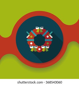 Christmas Holly Wreath flat icon with long shadow,eps10