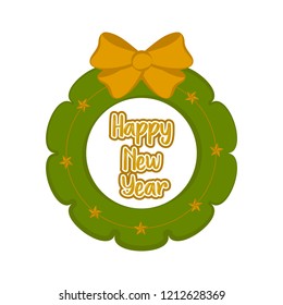 Christmas holly wreath. Happy new year. Vector illustration design