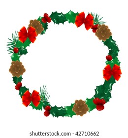 Christmas holly wreath  - vector illustration