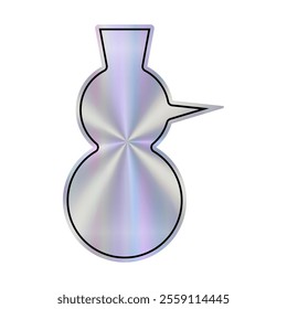 Christmas Hologram empty Snowman design featuring a smooth metallic surface with a gradient and central point of interest in a minimalist style. Holographic blank sticker
