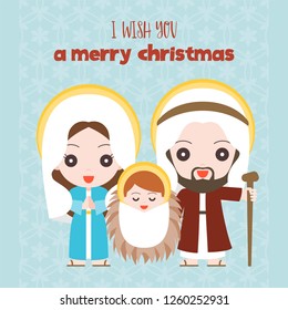 Christmas with holy family,jesus and maria,joseph manger scene, flat design