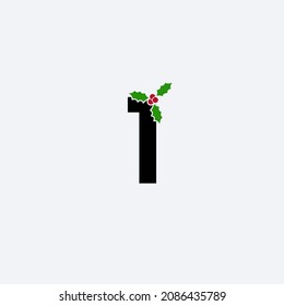 Christmas holy leaf number 1 logo design