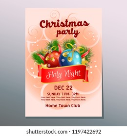 christmas holy night poster with ball decoration