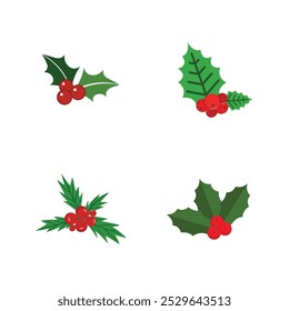 Navidades rama de árbol sagrado con bayas rojas