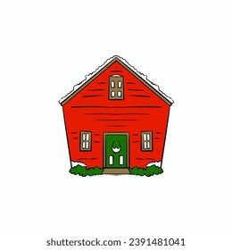Christmas home cartoon version vector illustration