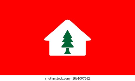 christmas at home. christmas celebration in pandemic. christmas tree inside home icon vector illustration