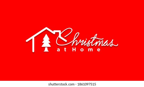 christmas at home. christmas celebration in pandemic. vector illustration