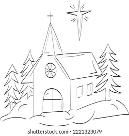 Christmas Home design. Graphics for print or use as poster, card, flyer, sticker or T Shirt.