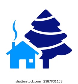 Christmas home, Real Estate Bio Green House, Pinetree xmas, winter place, Rural Hotel Cottage On A Hill With Trees. Pinegrove.