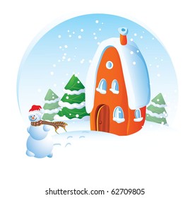 Christmas home. Vector decorative abstract.