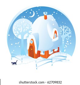 Christmas home. Vector decorative abstract.