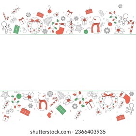 Weihnachtsrot-grüner horizontaler minimalistischer Hintergrund mit Dekorationen