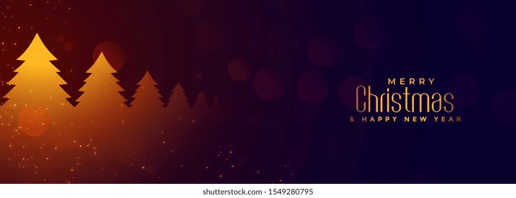 christmas horizontal banner with glowing tree design