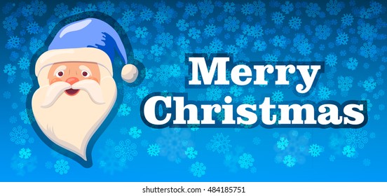 Christmas horizontal banner with Santa Claus face.