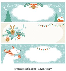 Christmas horizontal banners, place for your text 