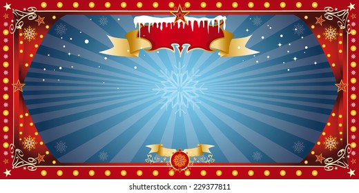 christmas horizontal blue card. A greeting blue card for christmas, your market christmas or the new year 
