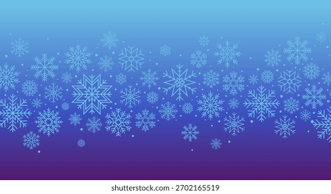 Weihnachten horizontale Grenze mit Schneeflocken