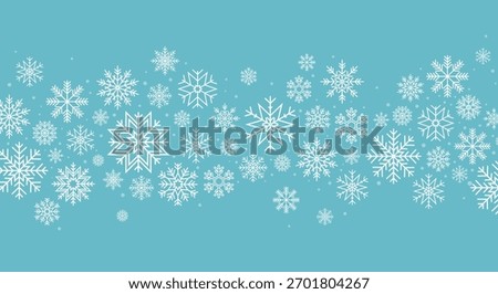 Christmas horizontal border with snowflakes